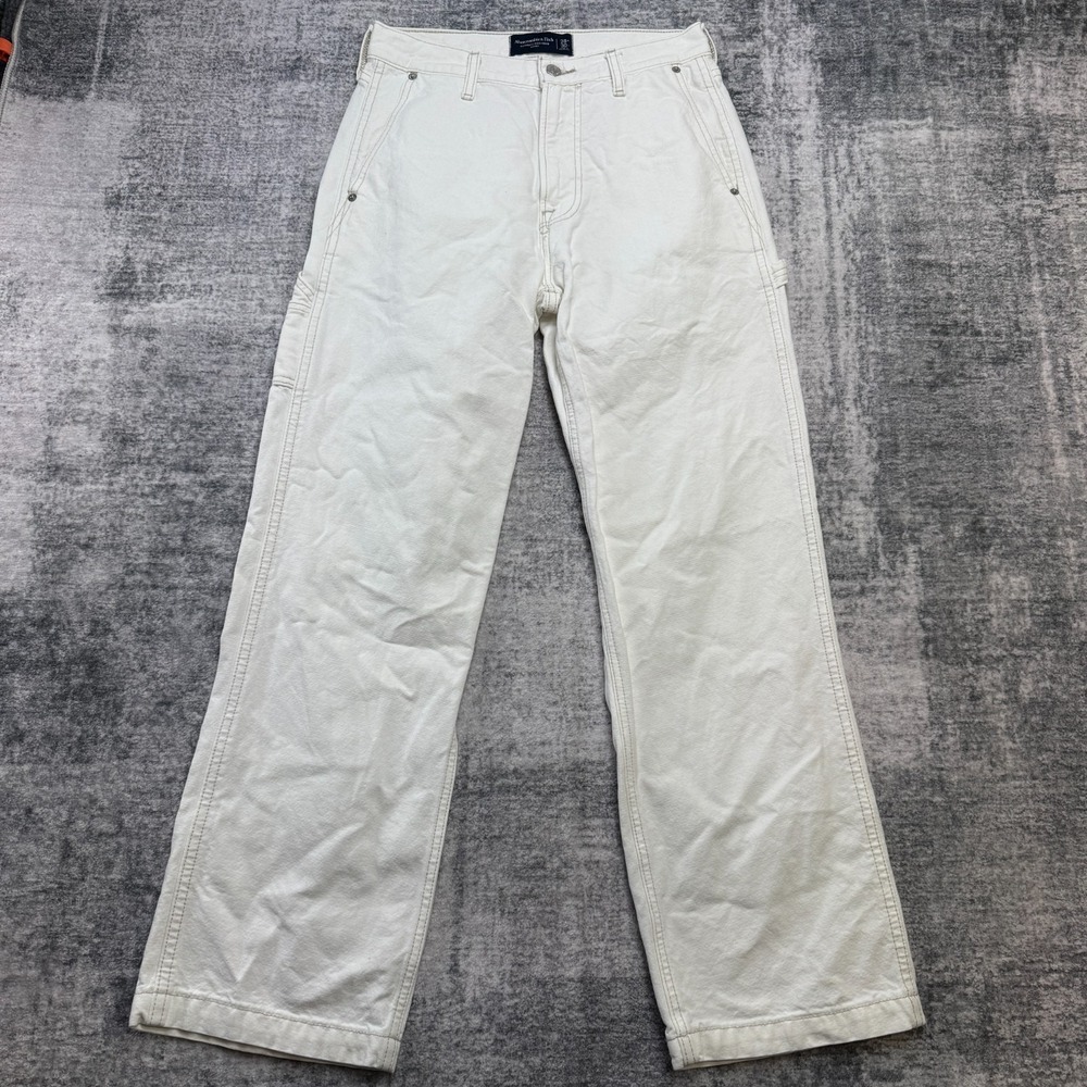 Abercrombie & Fitch Jeans Mens 28x30 White Baggy Carpenter Authentic Rigid Denim